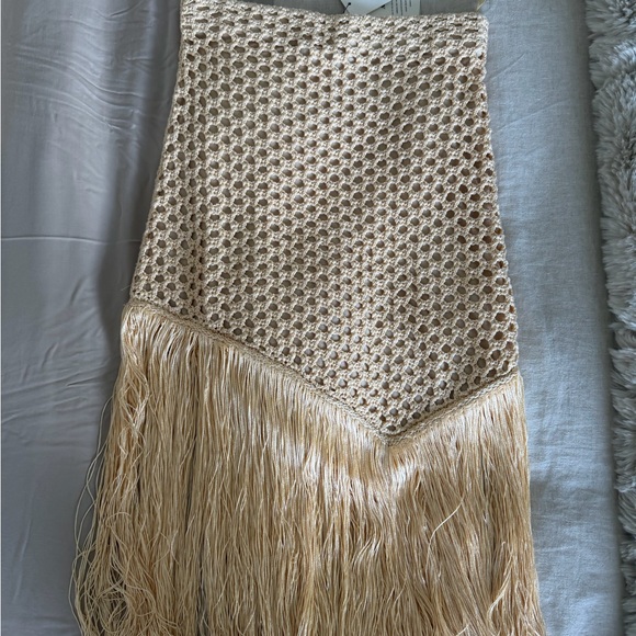 A.L.C. Dresses & Skirts - A.L.C. Cream Crochet Mini Skirt with Fringe
